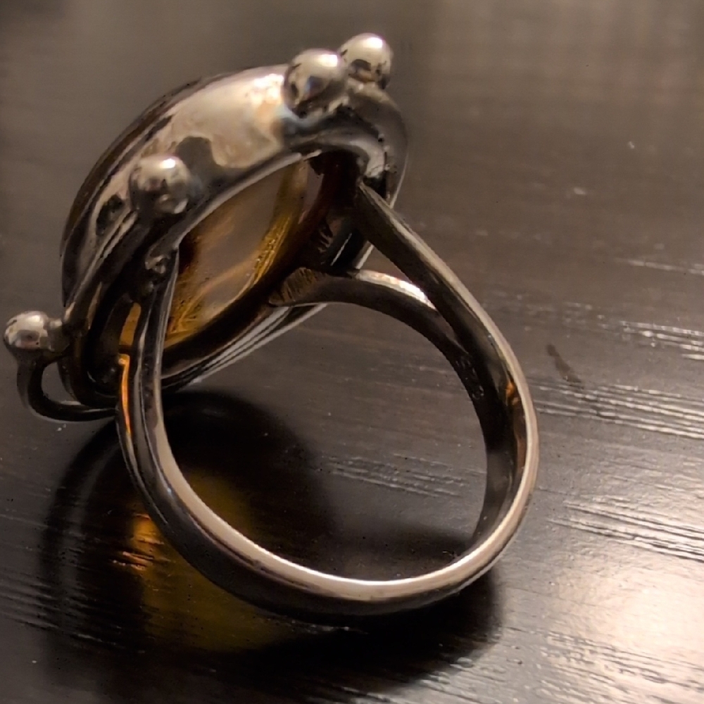 Sterling Silver Amber Ring - Picture 6 of 11